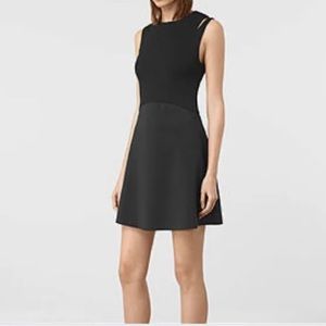 All Saints Black Sandy split sleeve Dress two tone Size L Large EUC